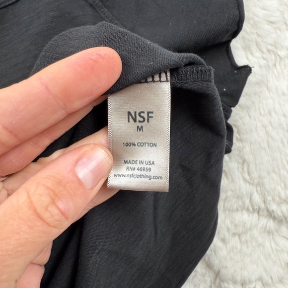 NSF Made in USA Cotton Chloe Fitted Raglan Muscle T-Shirt Black Medium - Picture 6 of 7